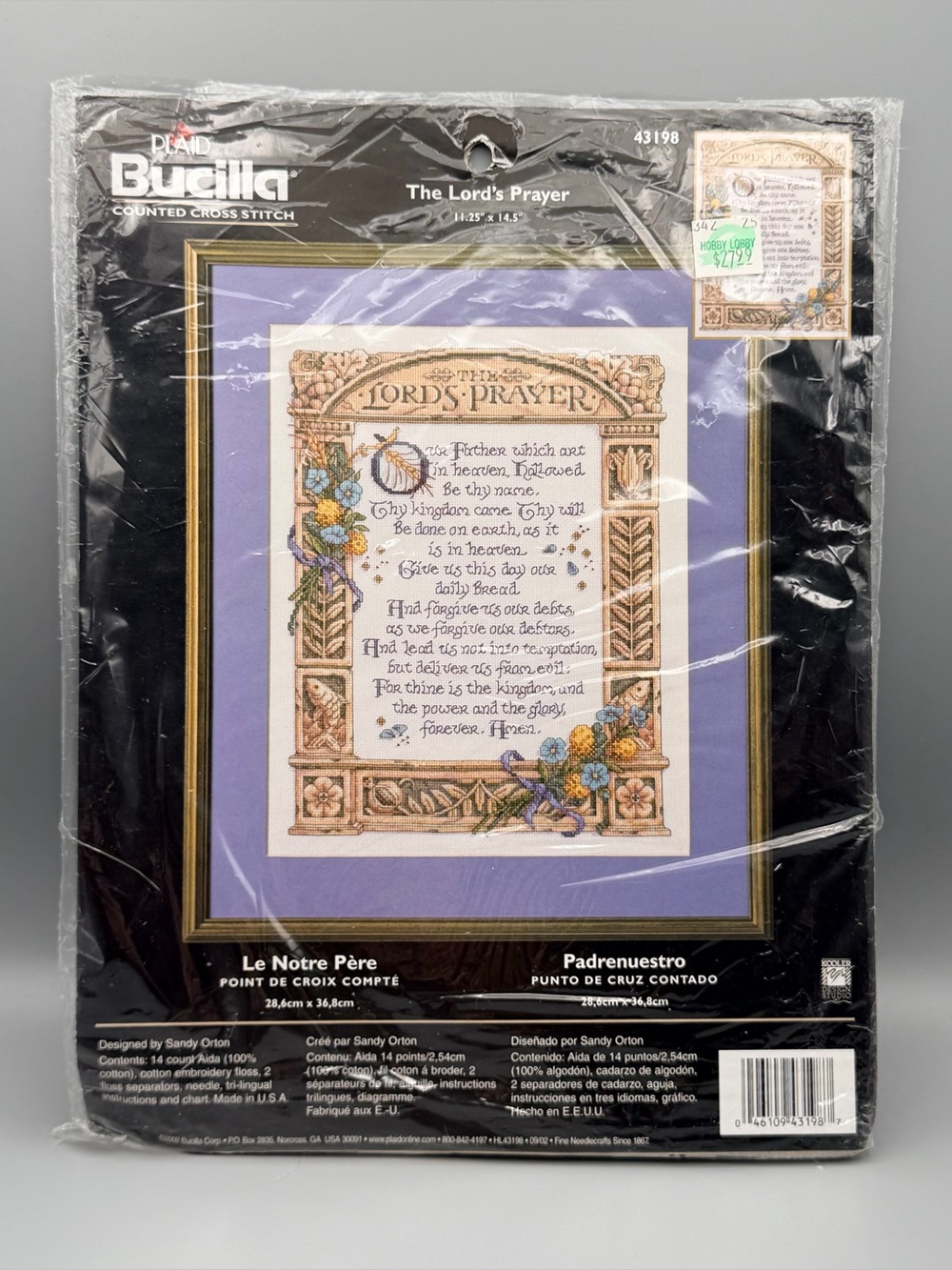 NWT Bucilla The Lord’s Prayer Sandy Orton aida cloth cross stitch kit